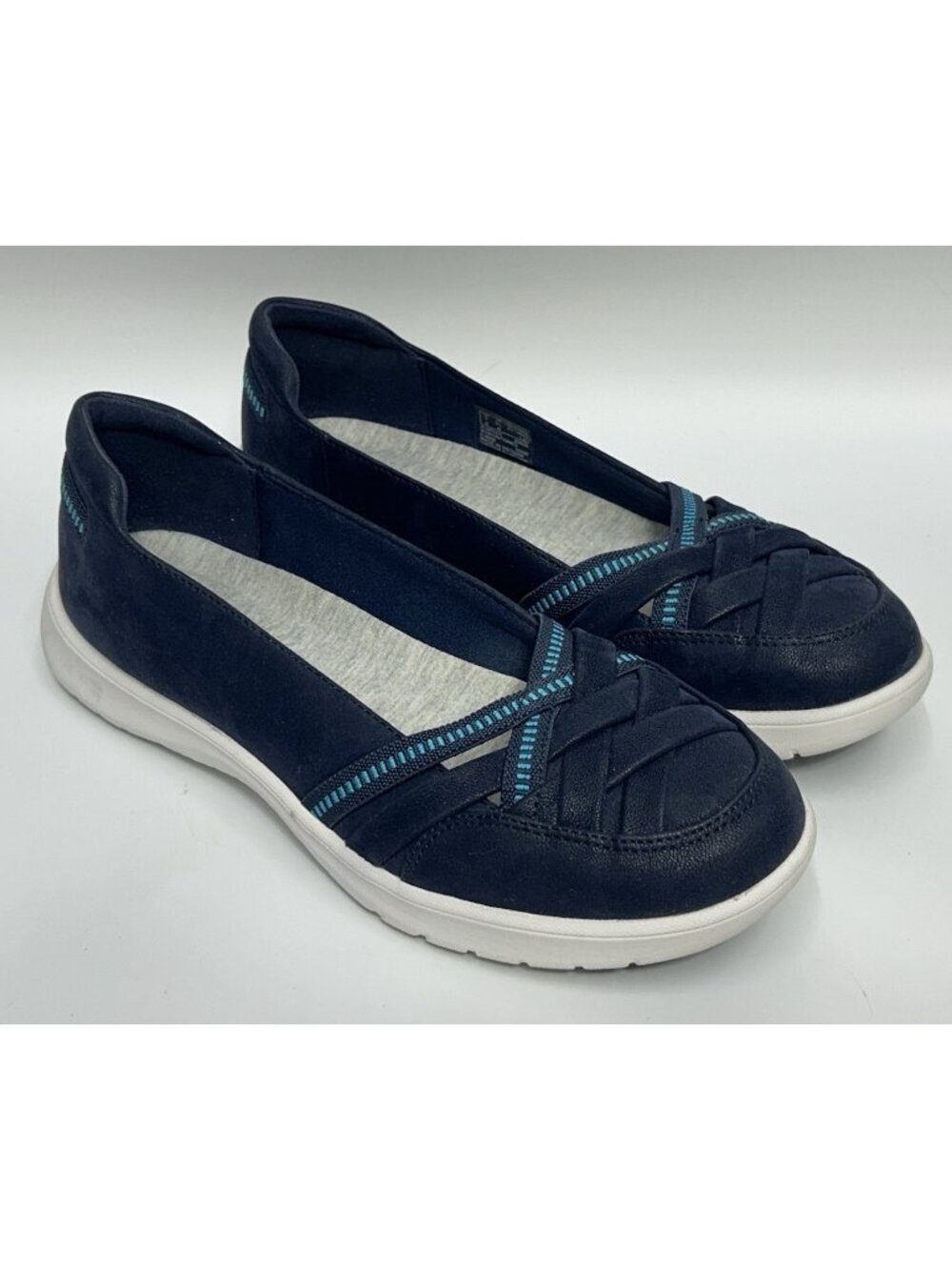 Clarks Cloudsteppers Womens Size 9.5M Adella Poppy Slip On Shoes Navy Blue